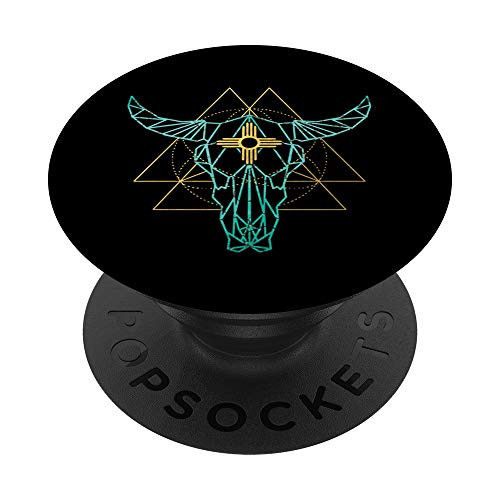 Geometric Bull Skull Zia Southwest 1 Year PopSockets PopGrip- Swappable Grip for Phones  and  Tablets