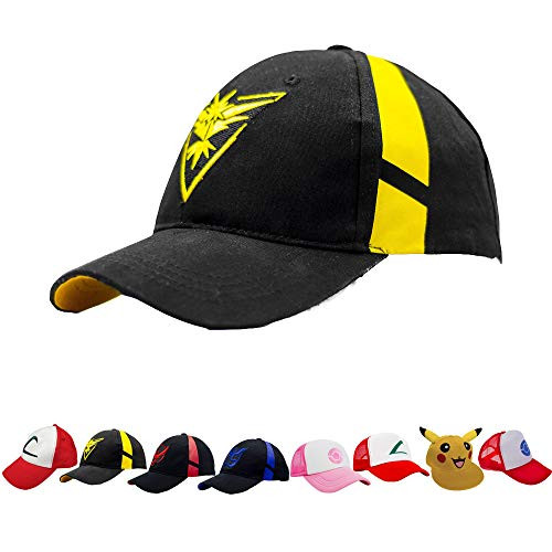 Embroidered Pokemon Go Hats Generation 2 Team Mystic-Valor-Instinct-Pikachu-Ash USA Yellow Black