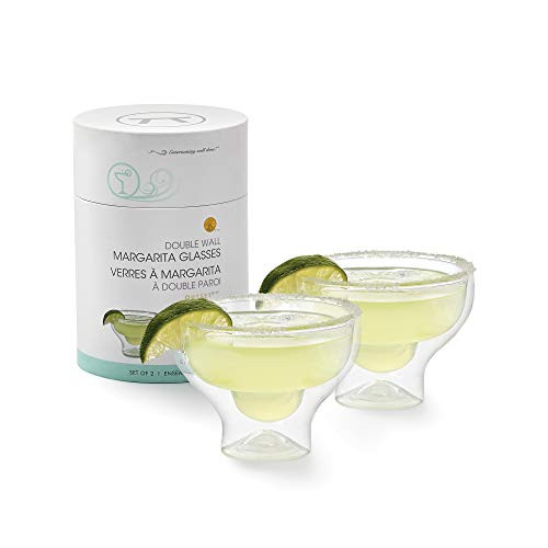 Outset Stemless Margarita Glasses Double Wall Borosilicate Glassware