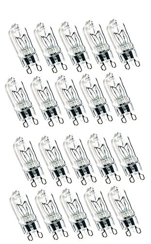 Pack Of 20 40 Watt G9 Bi-Pin Halogen Bulb, 40-Watt 120-Volt Clear Halogen G9 Base