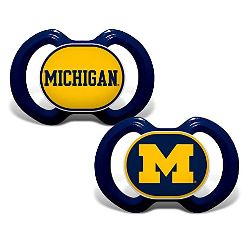 MasterPieces Baby Fanatic NCAA Michigan Wolverines 2-Pack Pacifiers One Size Team Color MasterPieces Baby Fanatic NCAA Michigan Wolverines 2-Pack Pacifiers One Size Team Color