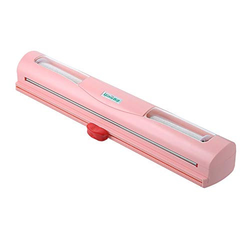 Gona Food Wrap Dispenser Cutter Plastic Wrap Aluminum Foil Dispenser Sharp Cutter Storage Holder Kitchen Tool -Pink-