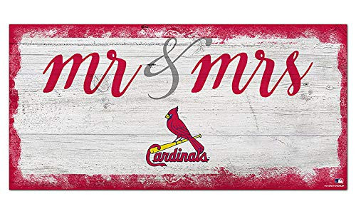 Fan Creations MLB St. Louis Cardinals Unisex St. Louis Cardinals Script Mr  and  Mrs Sign Team Color 6 x 12