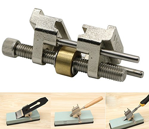 LepoHome Stainless Steel Honing Guide with Brass Roller for Wood Chisel Fixed Angle Knife Sharpener Planer Blade Sharpening-Clamping Width Range 0.2''-3.2''-