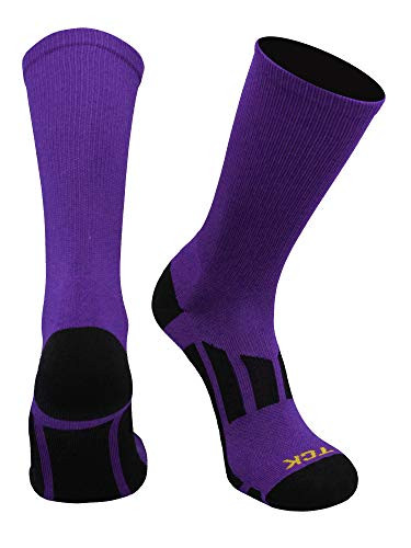 TCK Elite Performance Solid Color Crew Socks -Purple Small-