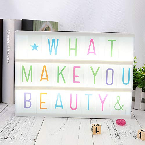 LED Light Box, Cinema Light Box Letters for The A4 Cinema Light Box Colorful Letters & Emojis Cards for DIY Bar Home Xmas Decor