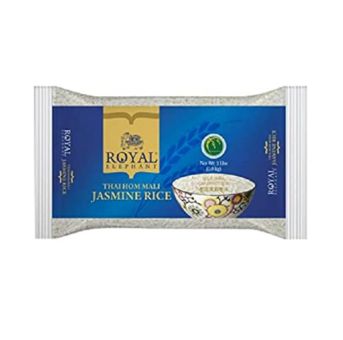 Royal Elephant Premium Thai Jasmine Rice - 5lb - NON-GMO Gluten-Free Kosher and Cholesterol Free - Authentic and Flavorful Thai Hom Mali Jasmine Rice Royal Elephant Premium Thai Jasmine Rice - 5lb - NON-GMO Gluten-Free Kosher and Cholesterol Free - Authentic and Flavorful Thai Hom Mali Jasmine Rice