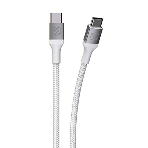 SCOSCHE CCB1WT-SP Strikeline Premium USB-C to USB-C Charge  and  Sync Braided Cable 1-ft. White