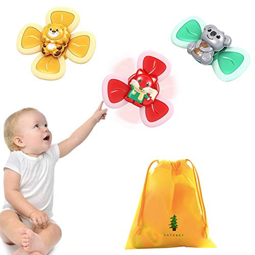 Suction Cup Spinning Top Toy Cartoon Animal Spin Sucker Baby Bath Toys 3PCS Safe Interesting Table Sucker Gameplay Early Learner Toys for Baby