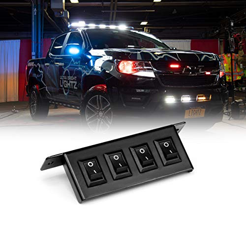 Ultra Bright Lightz 4 Switch Flush Mount Controller Panel - Switch Panel Emergency Lights Warning Lights Sirens Speakers - Truck Car Boat ATV Vehicle