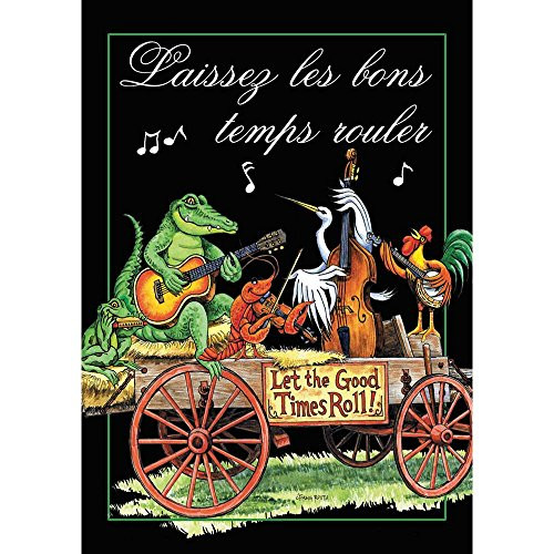 Let the Good Time Roll Wagon Bluegrass Animals 18 x 13 Rectangular Screenprint Small Garden Flag
