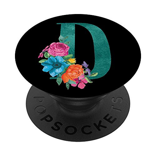 Teal Blue and Black Floral Flowers Monogram Initial Letter D PopSockets PopGrip- Swappable Grip for Phones and Tablets Teal Blue and Black Floral Flowers Monogram Initial Letter D PopSockets PopGrip- Swappable Grip for Phones and Tablets