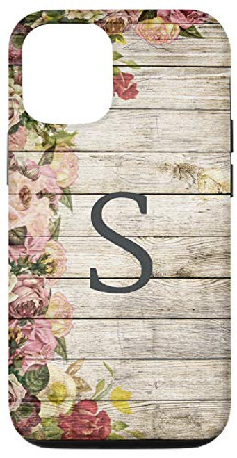 iPhone 12-12 Pro Letter S Initial Personalized Monogram Name Flower Farmhouse Case