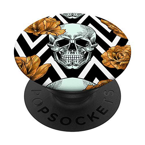 Skull Pattern - Skulls With Flowers PopSockets PopGrip- Swappable Grip for Phones and Tablets Skull Pattern - Skulls With Flowers PopSockets PopGrip- Swappable Grip for Phones and Tablets