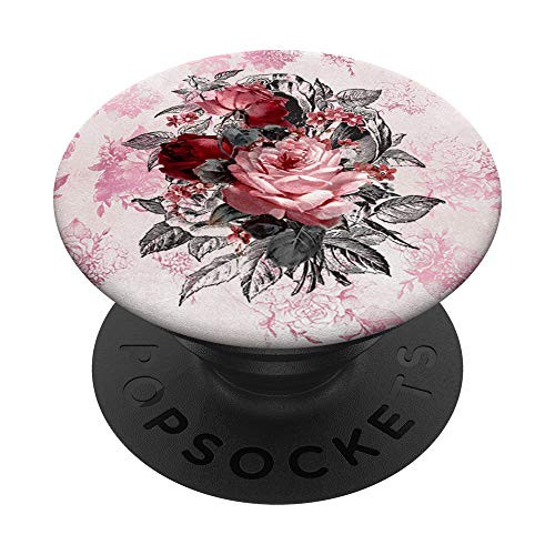 Vintage Gothic Roses Flower Floral Bouquet PopSockets PopGrip- Swappable Grip for Phones  and  Tablets