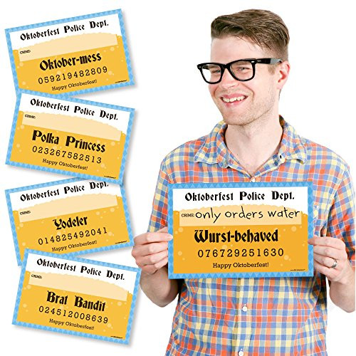 Big Dot of Happiness Oktoberfest - German Beer Festival Mug Shots - Photo Booth Props Mugshot Signs - 20 Count