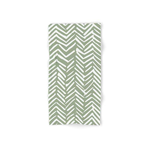 Society6 Boho Abstract Herringbone Pattern Sage Green and White by Megan Morris on Hand Towel - Hand Towel