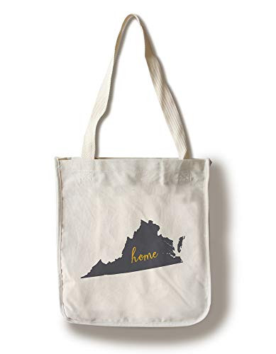 Lantern Press Virginia Home State Gray on White -100 percent Cotton Tote Bag Reusable-