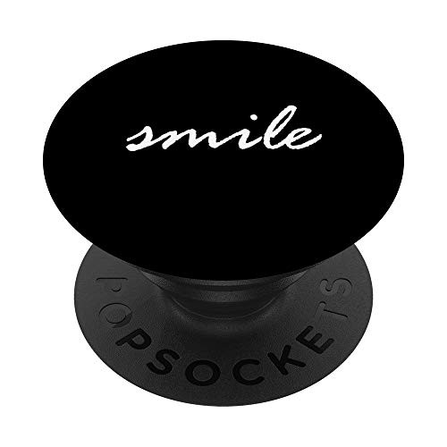 White Smile Black PopSockets PopGrip- Swappable Grip for Phones  and  Tablets