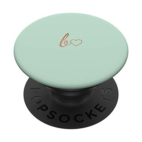 Rose Initial Letter B Heart Minimalist Green PopSockets PopGrip- Swappable Grip for Phones  and  Tablets