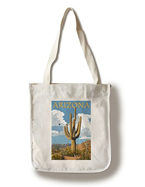 Lantern Press Arizona Saguaro and Roadrunner -100 percent Cotton Tote Bag Reusable- Lantern Press Arizona Saguaro and Roadrunner -100 percent Cotton Tote Bag Reusable-
