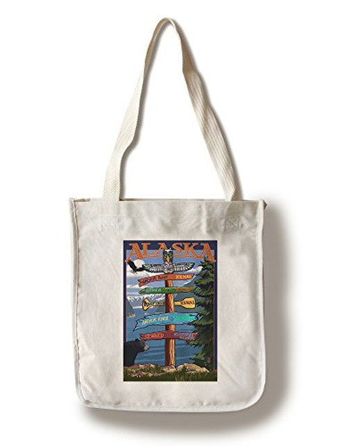 Lantern Press Soldotna Alaska Sign Destinations -100 percent Cotton Tote Bag Reusable-