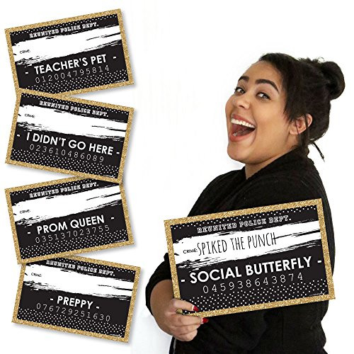 Big Dot of Happiness Reunited - School Class Reunion Party Mug Shots - Photo Booth Props Mugshot Signs - 20 Count