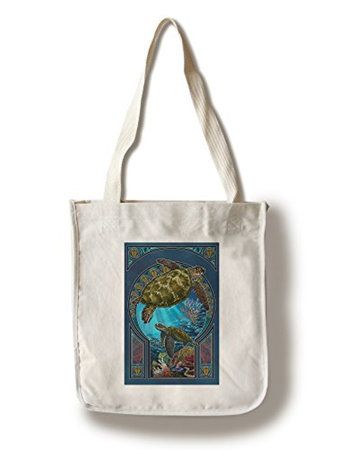 Lantern Press Sea Turtle Art Nouveau -100 percent Cotton Tote Bag Reusable- Lantern Press Sea Turtle Art Nouveau -100 percent Cotton Tote Bag Reusable-