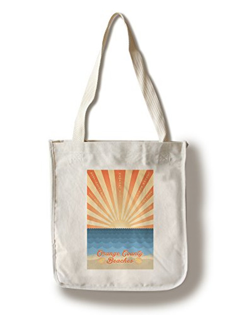 Lantern Press Orange County California Beach Scene with Rays -100 percent Cotton Tote Bag Reusable- Lantern Press Orange County California Beach Scene with Rays -100 percent Cotton Tote Bag Reusable-