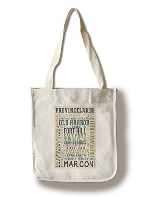 Lantern Press Cape Cod National Seashore Massachusetts Typography -100 percent Cotton Tote Bag Reusable-