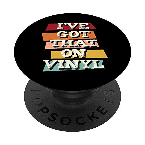 Vinyl Records Retro Music Lover 60s 70s Hippy Turntable PopSockets PopGrip- Swappable Grip for Phones  and  Tablets