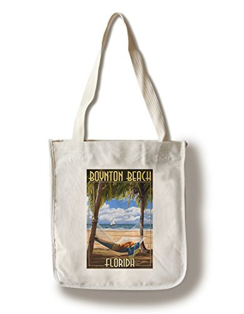 Lantern Press Boynton Beach Florida Palms and Hammock -100 percent Cotton Tote Bag Reusable- Lantern Press Boynton Beach Florida Palms and Hammock -100 percent Cotton Tote Bag Reusable-
