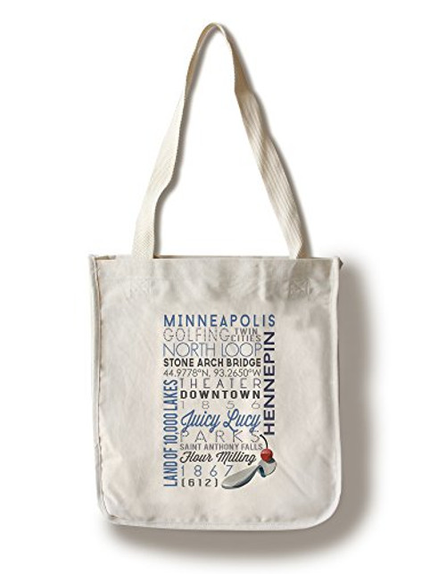 Lantern Press Minneapolis Minnesota Typography -100 percent Cotton Tote Bag Reusable- Lantern Press Minneapolis Minnesota Typography -100 percent Cotton Tote Bag Reusable-