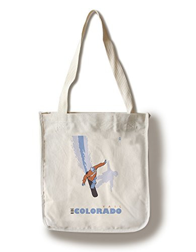 Lantern Press Snowboard Stylized Vail CO -100 percent Cotton Tote Bag Reusable-