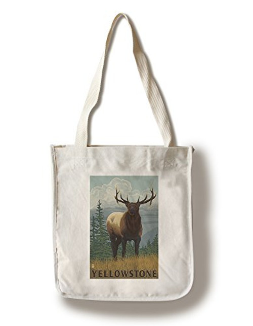 Lantern Press Yellowstone National Park Elk -100 percent Cotton Tote Bag Reusable- Lantern Press Yellowstone National Park Elk -100 percent Cotton Tote Bag Reusable-