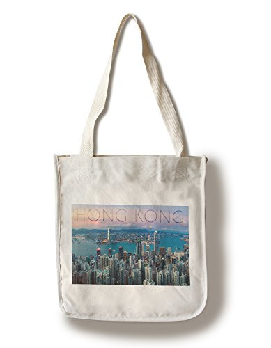 Lantern Press Hong Kong China Aerial View -100 percent Cotton Tote Bag Reusable-