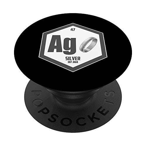 Silver Chemical Element Periodic Table - For Nerds and Geeks PopSockets PopGrip- Swappable Grip for Phones  and  Tablets