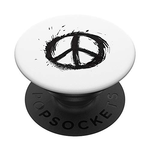 Retro Peace Sign Paint Splatter Design Hippie Boho Freedom PopSockets PopGrip- Swappable Grip for Phones  and  Tablets