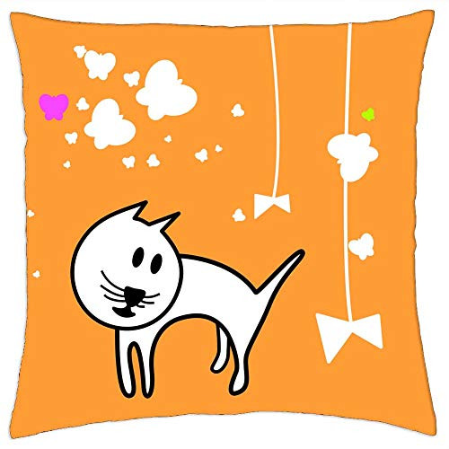 LESGAULEST Throw Pillow Cover -18x18 inch- - Cat Cartoon Kitten Kitty Feline Pet Animal