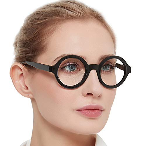 MARE AZZURO Round Reading Glasses 2.0 Women Stylish Readers 0 1.00 1.50 2.00 2.50 3.00 3.50 -Black 200-