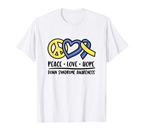 T21 Down Syndrome Awareness Peace Love Mom T-Shirt