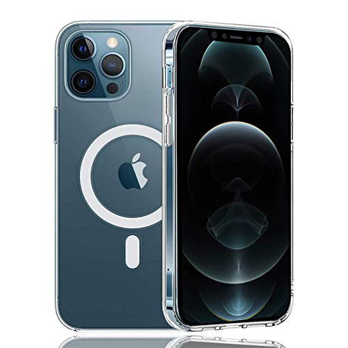 FAYSEN Magnetic Clear Case Designed for iPhone 12 Pro Max Phone Case for Women Magsafe Reinforced Corner TPU Bumper Anti-Shock Protective Case -for iPhone 12 Pro Max 6.7"-