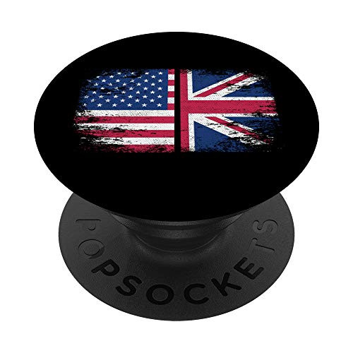 American British Flag US UK Vintage Great Britain Union Jack PopSockets PopGrip- Swappable Grip for Phones  and  Tablets
