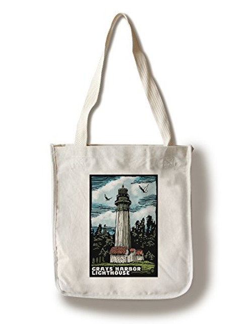 Lantern Press Westport Washington Grays Harbor Lighthouse Scratchboard -100 percent Cotton Tote Bag Reusable- Lantern Press Westport Washington Grays Harbor Lighthouse Scratchboard -100 percent Cotton Tote Bag Reusable-