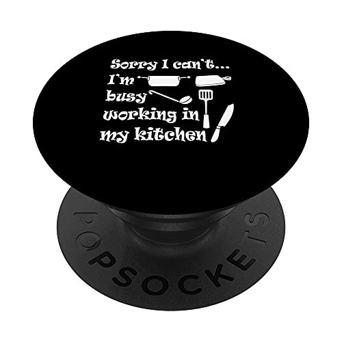 Busy Working In Kitchen Cooking Baking Chef PopSockets PopGrip- Swappable Grip for Phones  and  Tablets