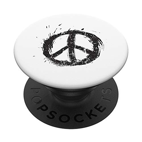 Vintage Peace Sign Paint Splatter Design Hippie Boho PopSockets PopGrip- Swappable Grip for Phones  and  Tablets