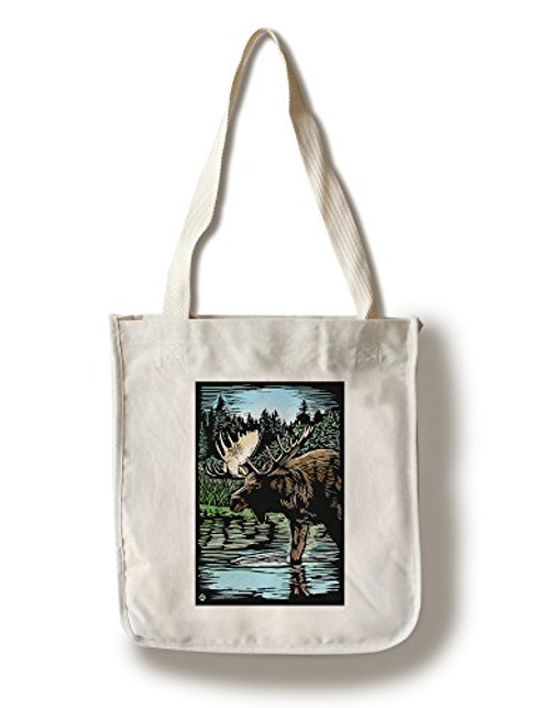 Lantern Press Moose Scratchboard -100 percent Cotton Tote Bag Reusable- Lantern Press Moose Scratchboard -100 percent Cotton Tote Bag Reusable-