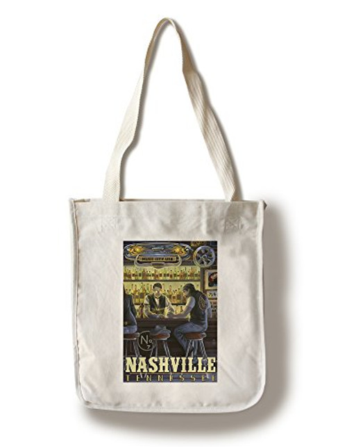 Lantern Press Nashville Tennessee Saloon Scene -100 percent Cotton Tote Bag Reusable- Lantern Press Nashville Tennessee Saloon Scene -100 percent Cotton Tote Bag Reusable-