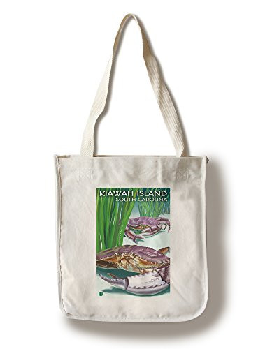 Lantern Press Kiawah Island South Carolina Dungeness Crab -100 percent Cotton Tote Bag Reusable-