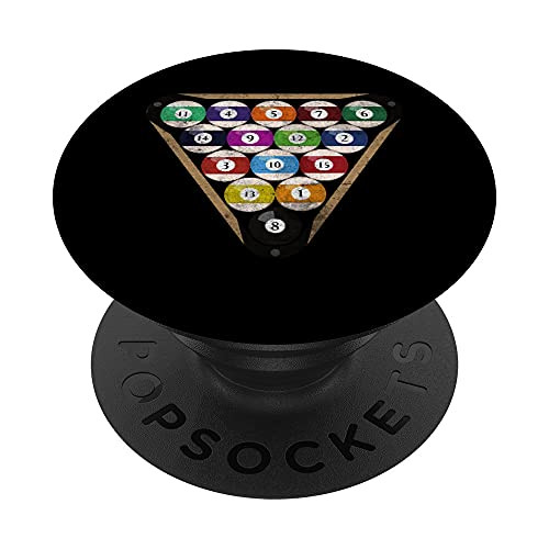Funny Billiard Balls Pool Rack Snooker Player Distressed PopSockets PopGrip- Swappable Grip for Phones  and  Tablets